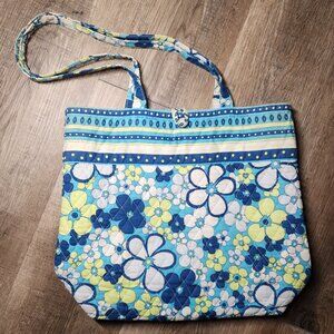 🕊️🌻🩵Discontinued Vera Bradley Blue Canary Large Quilted Cotton Tote Bag Purse